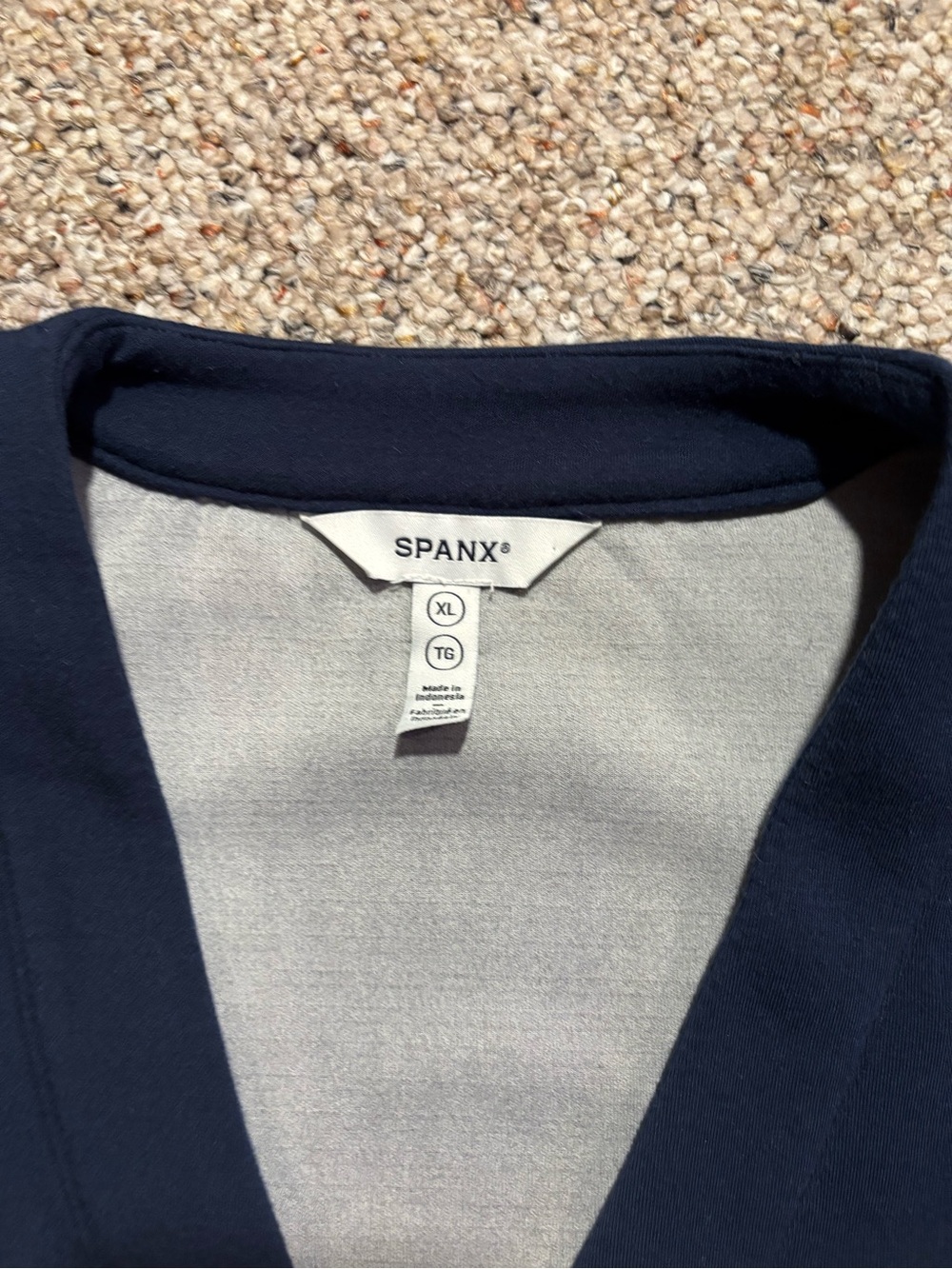 Spanx Navy Stripe V-Neck Button Cardigan Sweater - Picture 3 of 10